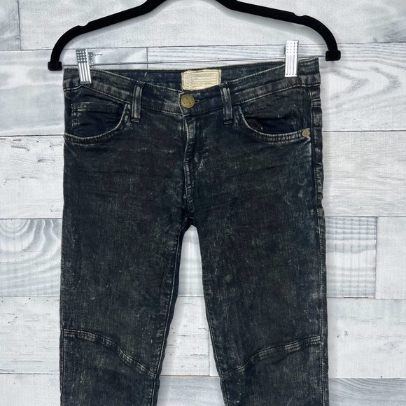 🍉 Current/Elliott Acid Wash Moto Jeans - Picture 2 of 5